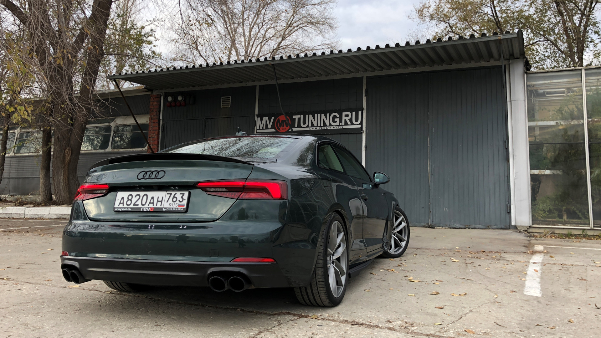 BLACKOUT EDITION Спойлер-Лип (черный глянец) Audi A5 (кузов F5) (2016-2020) + УСТАНОВОЧНЫЙ КОМПЛЕКТ
