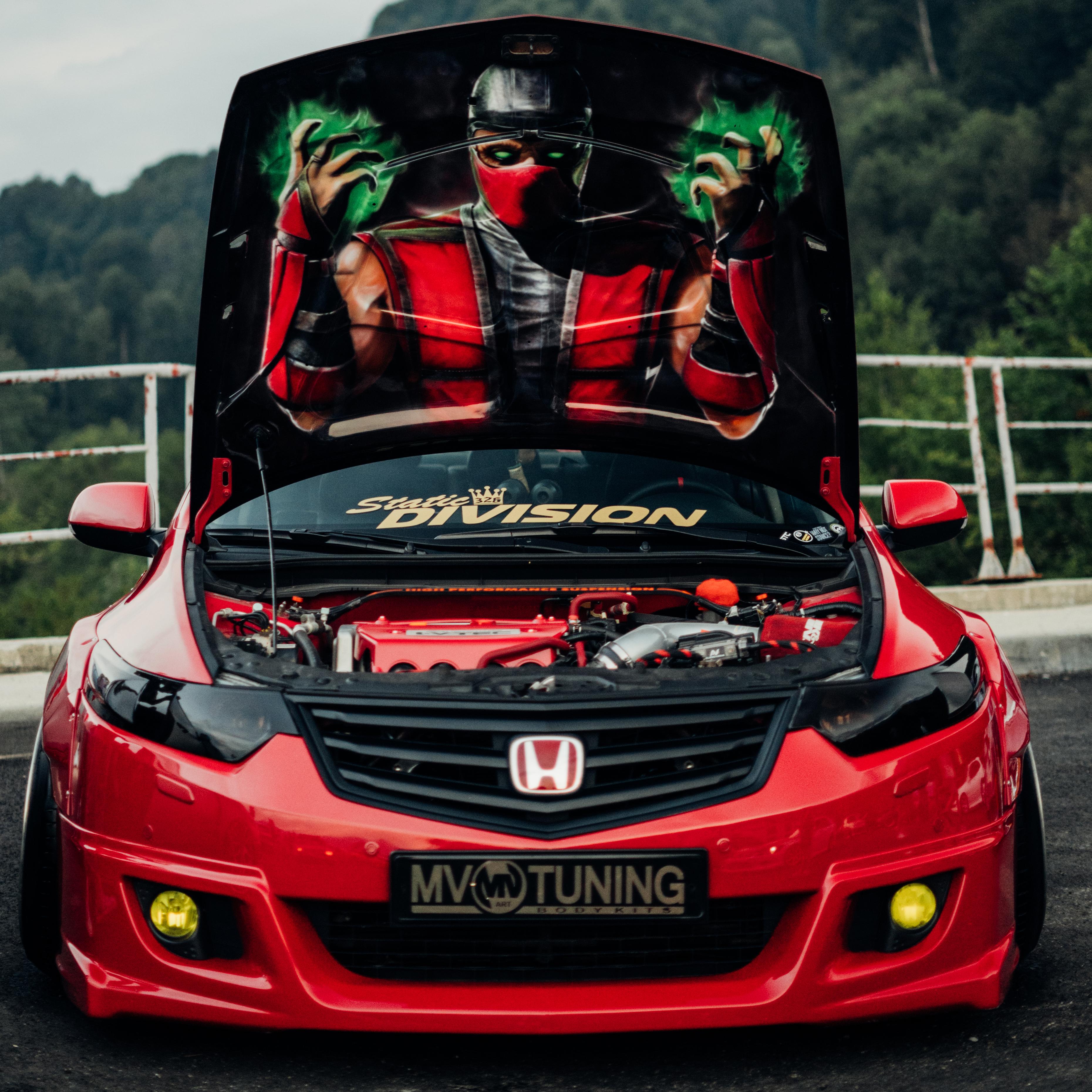 Юбка переднего бампера "Mugen Style" Honda Accord 8 (VIII) / Acura TSX (CU/CW) (2008-2010) + установочный комплект