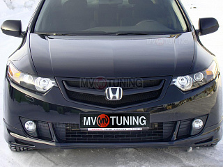 Решетка радиатора "Sport" (СЕТКА В КОМПЛЕКТЕ) var №2 (под лого) Honda Accord 8 (VIII) / Acura TSX (CU/CW) (2008-2010) + УСТАНОВОЧНЫЙ КОМПЛЕКТ