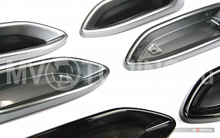 SILVER. Имитация насадок глушителя(выхлопа) крашенные для VW Polo Liftback 2020 - 2023