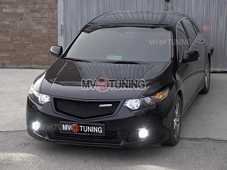 Решетка радиатора "Sport" (СЕТКА В КОМПЛЕКТЕ) var №1 Honda Accord 8 (VIII) / Acura TSX (CU/CW) (2008-2010) + УСТАНОВОЧНЫЙ КОМПЛЕКТ