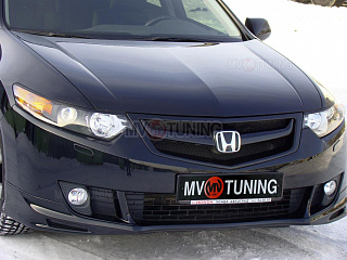 Решетка радиатора "Sport" (СЕТКА В КОМПЛЕКТЕ) var №2 (под лого) Honda Accord 8 (VIII) / Acura TSX (CU/CW) (2008-2010) + УСТАНОВОЧНЫЙ КОМПЛЕКТ