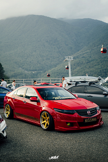 Юбка переднего бампера "Mugen Style" Honda Accord 8 (VIII) / Acura TSX (CU/CW) (2008-2010) + установочный комплект