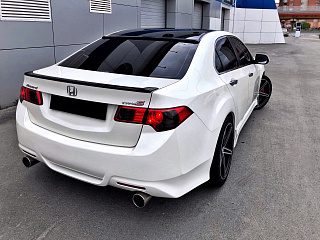 BLACKOUT EDITION. Спойлер лип на крышку багажника крашенный Черный глянец Honda Accord 8 (VIII) / Acura TSX (CU) (2008-2013) + УСТАНОВОЧНЫЙ КОМПЛЕКТ