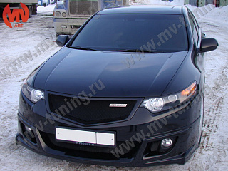 Юбка переднего бампера "Mugen Style" Honda Accord 8 (VIII) / Acura TSX (CU/CW) (2008-2010) + установочный комплект