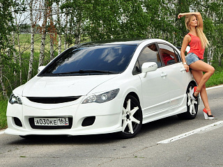 Крашеный комплект. Реснички на фары фигурные var№2 Honda Civic 4D 2006-2012 Цвет Белый NH-578+ УСТАНОВОЧНЫЙ КОМПЛЕКТ
