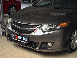 Решетка радиатора "Sport" (СЕТКА В КОМПЛЕКТЕ) var №3 Honda Accord 8 (VIII) / Acura TSX (CU/CW) (2008-2010) + УСТАНОВОЧНЫЙ КОМПЛЕКТ
