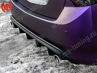 Диффузор с килями заднего бампера Honda Accord 8 (VIII) / Acura TSX (CU) (2008-2013) Текстурный пластик + УСТАНОВОЧНЫЙ КОМПЛЕКТ