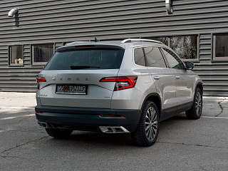 SILVER. Имитация насадок глушителя(выхлопа) крашенные для Skoda Karoq 2017 - 2021