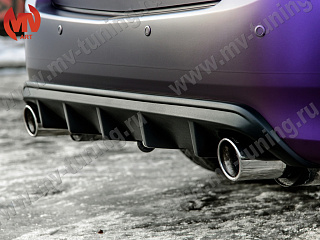 Диффузор с килями заднего бампера Honda Accord 8 (VIII) / Acura TSX (CU) (2008-2013) Текстурный пластик + УСТАНОВОЧНЫЙ КОМПЛЕКТ