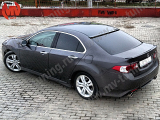 BLACKOUT EDITION Козырек на стекло узкий var №1 (черный глянец) Honda Accord 8(VIII) / Acura TSX (CU) (2008-2013) + УСТАНОВОЧНЫЙ КОМПЛЕКТ