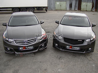 Решетка радиатора "Sport" (СЕТКА В КОМПЛЕКТЕ) var №1 Honda Accord 8 (VIII) / Acura TSX (CU/CW) (2008-2010) + УСТАНОВОЧНЫЙ КОМПЛЕКТ