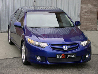 Решетка радиатора "Sport" (СЕТКА В КОМПЛЕКТЕ) var №2 (под лого) Honda Accord 8 (VIII) / Acura TSX (CU/CW) (2008-2010) + УСТАНОВОЧНЫЙ КОМПЛЕКТ