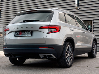 Space Gray. Имитация насадок глушителя(выхлопа) крашенные для Skoda Karoq 2017 - 2021