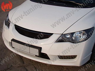 Решетка радиатора (БЕЗ СЕТКИ) "Mugen Style" Honda Civic 4D (2009-2012) + УСТАНОВОЧНЫЙ КОМПЛЕКТ