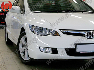 Реснички на фары  узкие var№1 Honda Civic 4D (2006-2012) + УСТАНОВОЧНЫЙ КОМПЛЕКТ