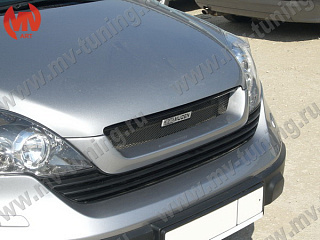 Решетка радиатора (СЕТКА В КОМПЛЕКТЕ) "Mugen Style" Нonda CR-V (2007-2009) + УСТАНОВОЧНЫЙ КОМПЛЕКТ
