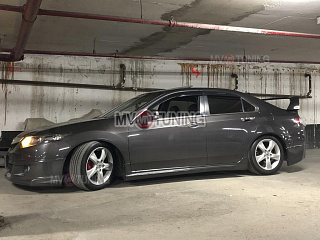 Юбка переднего бампера "Mugen Style" Honda Accord 8 (VIII) / Acura TSX (CU/CW) (2008-2010) + установочный комплект