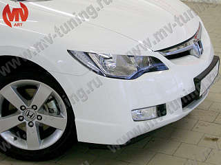 Реснички на фары  узкие var№1 Honda Civic 4D (2006-2012) + УСТАНОВОЧНЫЙ КОМПЛЕКТ
