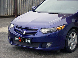 Решетка радиатора "Sport" (СЕТКА В КОМПЛЕКТЕ) var №2 (под лого) Honda Accord 8 (VIII) / Acura TSX (CU/CW) (2008-2010) + УСТАНОВОЧНЫЙ КОМПЛЕКТ