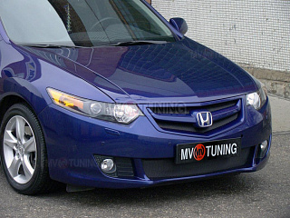 Решетка радиатора "Sport" (СЕТКА В КОМПЛЕКТЕ) var №2 (под лого) Honda Accord 8 (VIII) / Acura TSX (CU/CW) (2008-2010) + УСТАНОВОЧНЫЙ КОМПЛЕКТ
