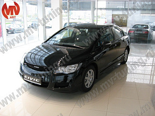 Решетка радиатора(СЕТКА В КОМПЛЕКТЕ) "Mugen Style" Honda Civic 4D (2006-2009) + УСТАНОВОЧНЫЙ КОМПЛЕКТ